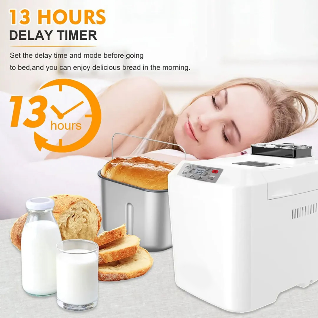 Panificadora automática de 2 libras - 12 en 1 con dispensador de nueces