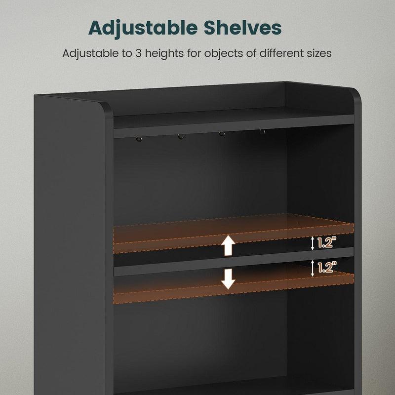 Mesita de noche alta con estación de carga y luz LED, 3 cajones, estante de almacenamiento y librería, mesita auxiliar moderna para dormitorio, mueble para el hogar.