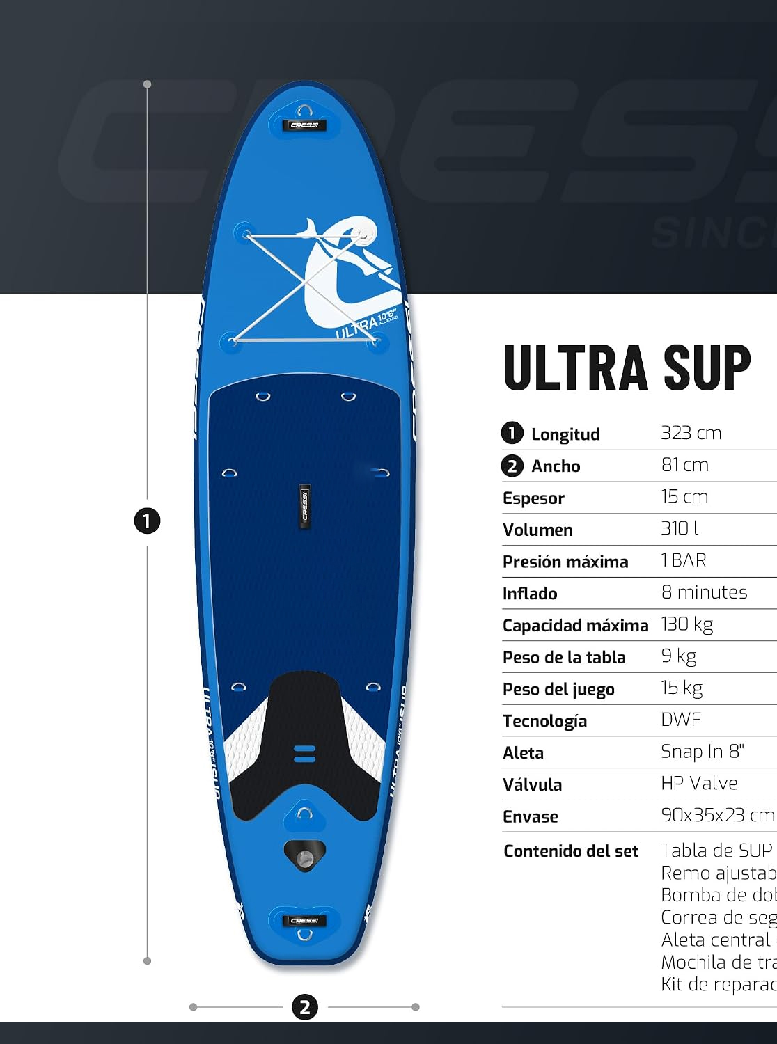 Tabla de paddle surf hinchable (SUP) con capacidad de carga de hasta 150 kg, que mide 330 x 76 x 15 cm, incluye soporte para cámara de acción y todos los accesorios, en color verde menta.
