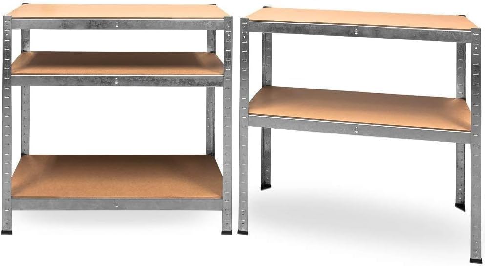 🛠️Estanterías de metal galvanizado  juego de 2 unidades, 5 estantes, 875 kg, dimensiones 180 x 90 x 40 cm