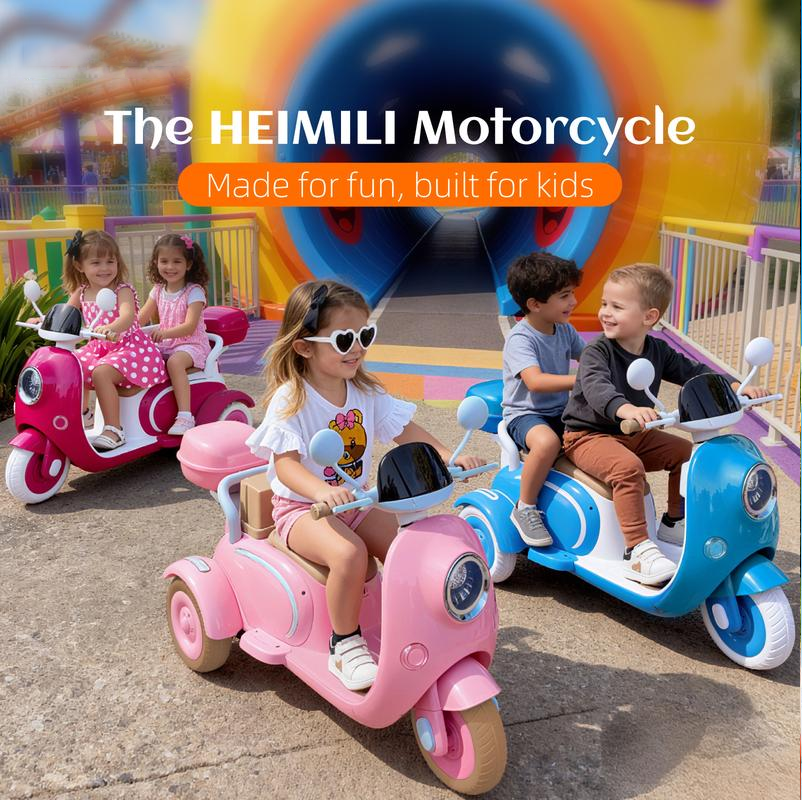 Motocicleta eléctrica infantil con espacio de almacenamiento, adecuada para niños de 3 años en adelante, patinete infantil de tres ruedas de 12 V, motocicleta ligera ideal para niñas de 3 a 6 años.