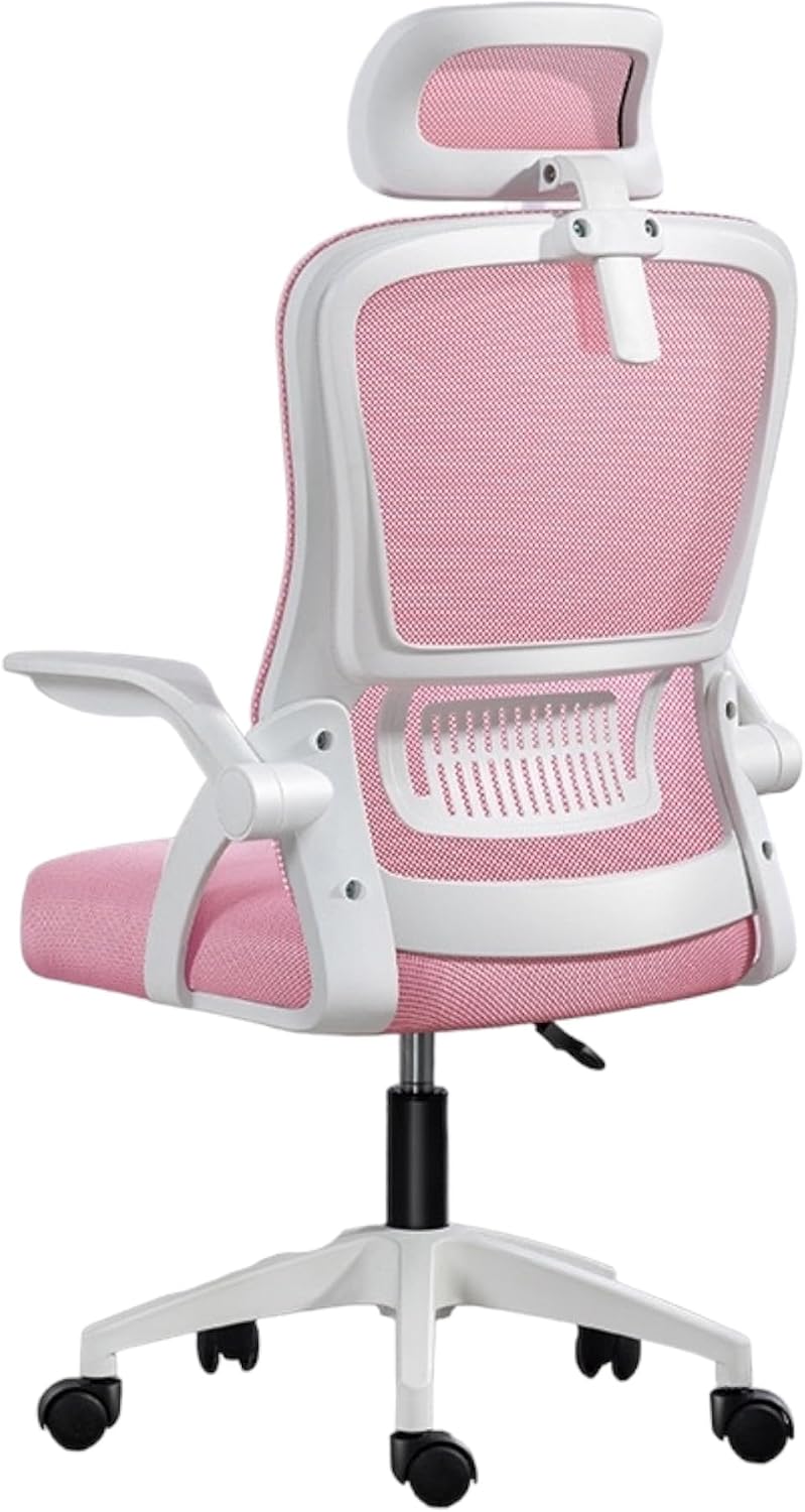 Silla de Oficina, para Gaming, Escritorio Ergonómica con Reposacabezas, Ajustable y con Soporte Lumbar | Respaldo de Malla Transpirable | Reposabrazos Abatibles de 90° | Giratoria 360° (Blanco)