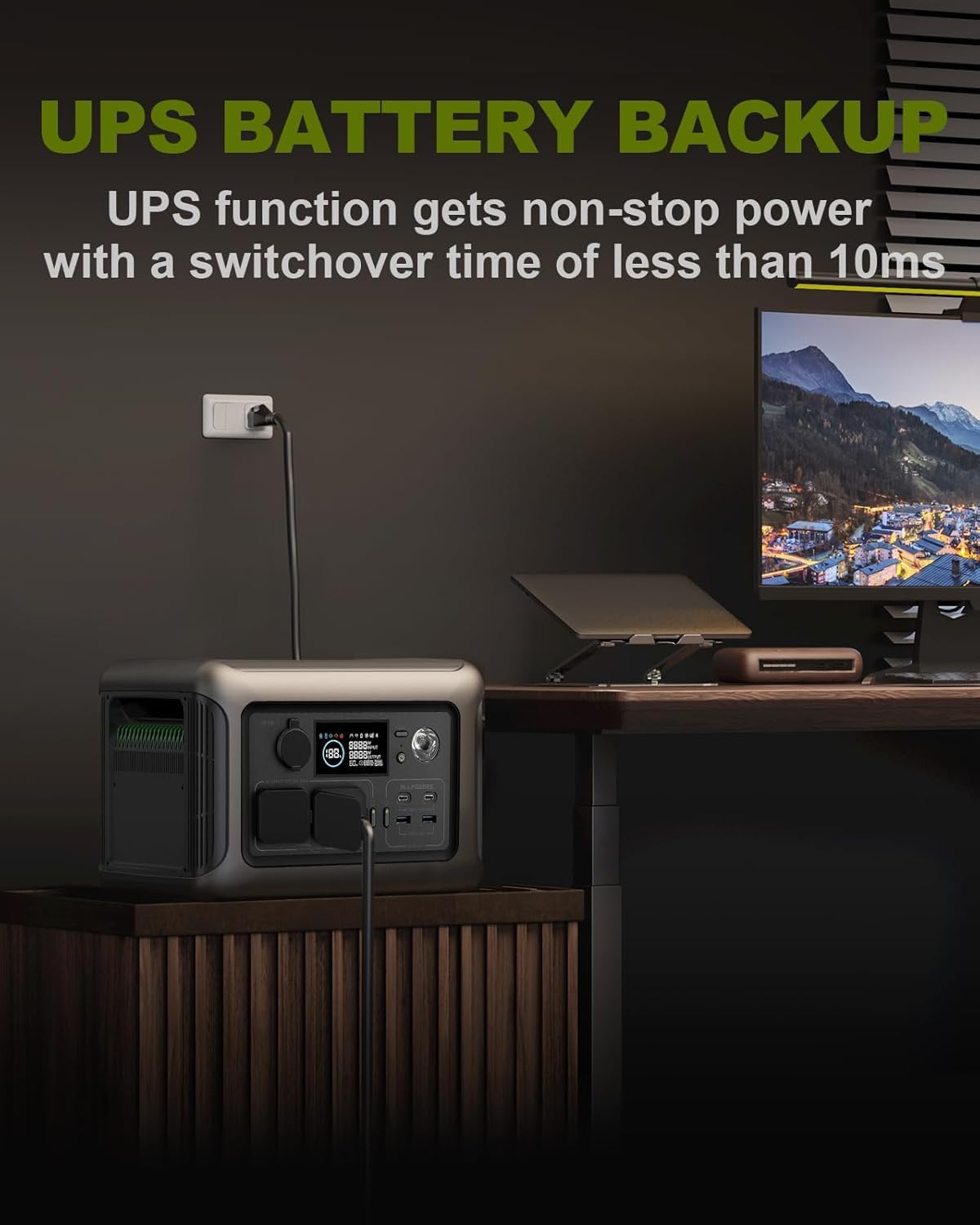 Station d'alimentation portable R600, 600 watts, batterie LiFePO4 de 299 Wh, alimentation de voyage, convient aux jardins, aux voyages, au camping et aux camping-cars, alimentation de secours.