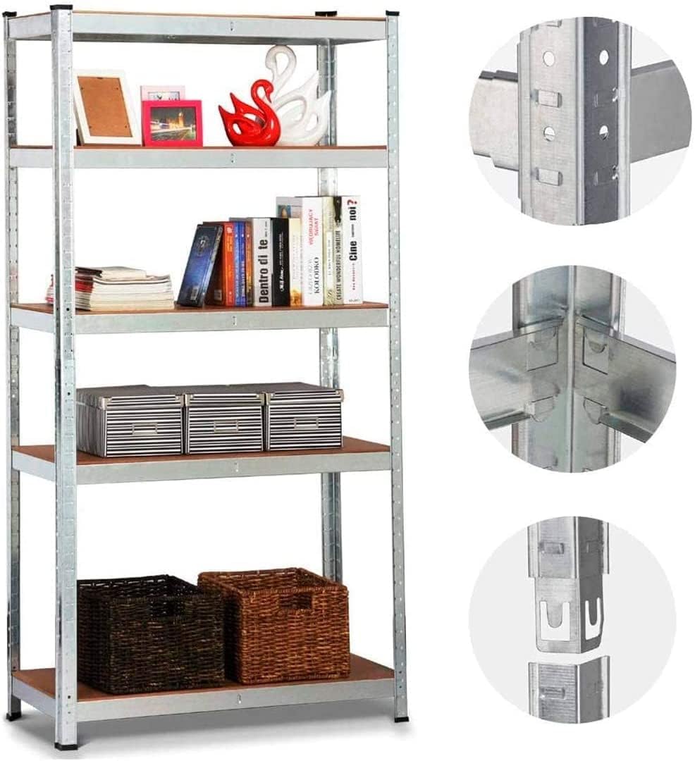 🛠️Estanterías de metal galvanizado  juego de 2 unidades, 5 estantes, 875 kg, dimensiones 180 x 90 x 40 cm
