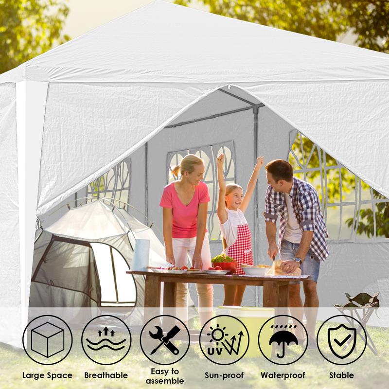 Pabellón de Jardín Resistente al Agua | 3x6m Dos Habitaciones / 3x3m Una Habitación | Blanco / Azul / Verde | Protección UV | Tienda de Campaña para Fiestas, Barbacoas y Eventos al Aire Libre