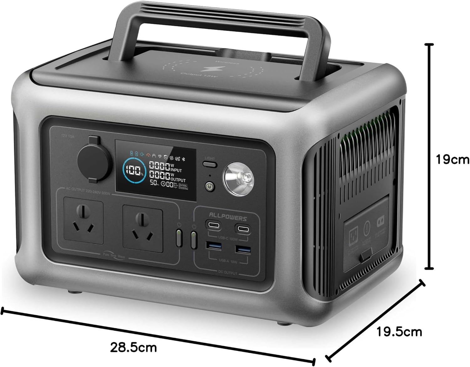Station d'alimentation portable R600, 600 watts, batterie LiFePO4 de 299 Wh, alimentation de voyage, convient aux jardins, aux voyages, au camping et aux camping-cars, alimentation de secours.