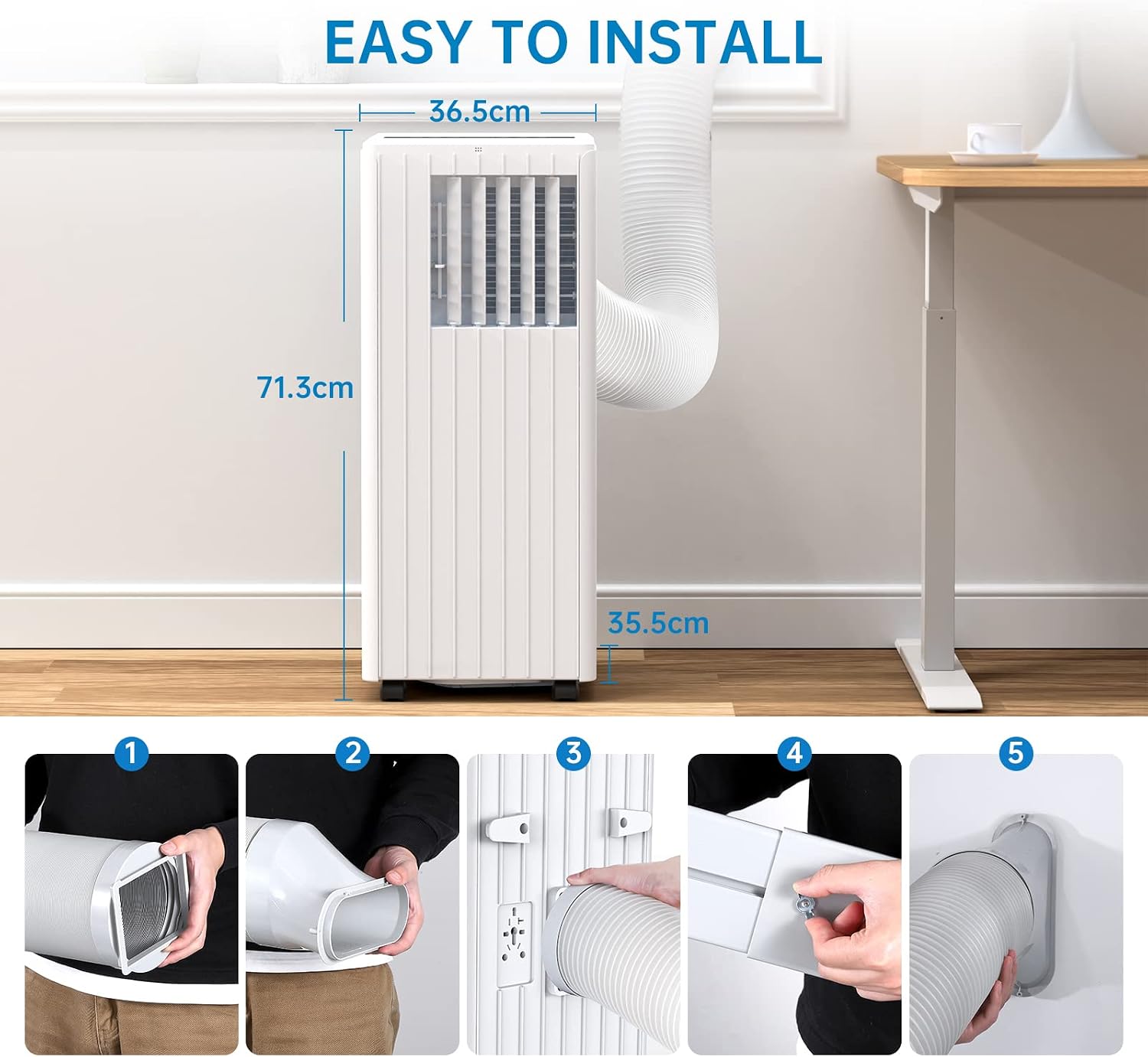 [Offre spéciale été] Climatiseur portable (convient aux surfaces jusqu'à 350 pieds carrés) avec une capacité de refroidissement et de déshumidification de 8 000 BTU ; comprend une minuterie de 24 heures, une télécommande et un kit de montage sur fenêtre.