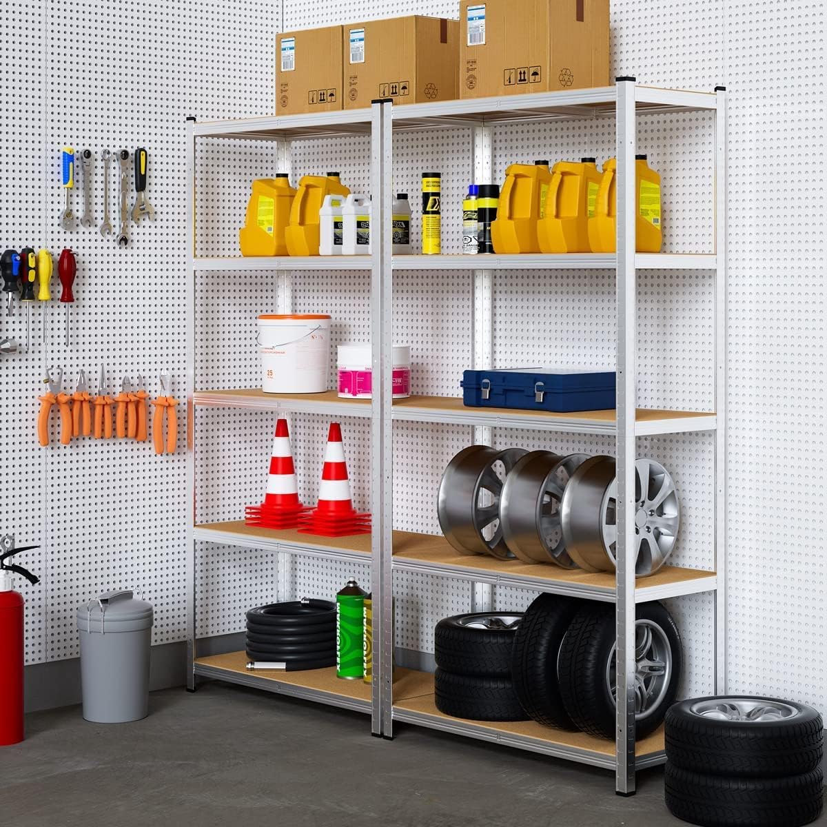 🛠️Estanterías de metal galvanizado  juego de 2 unidades, 5 estantes, 875 kg, dimensiones 180 x 90 x 40 cm