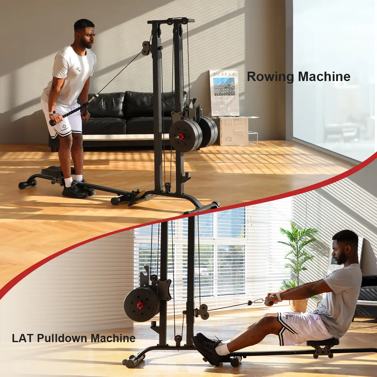 Máquina plegable de polea alta y remo bajo TOUSAINS