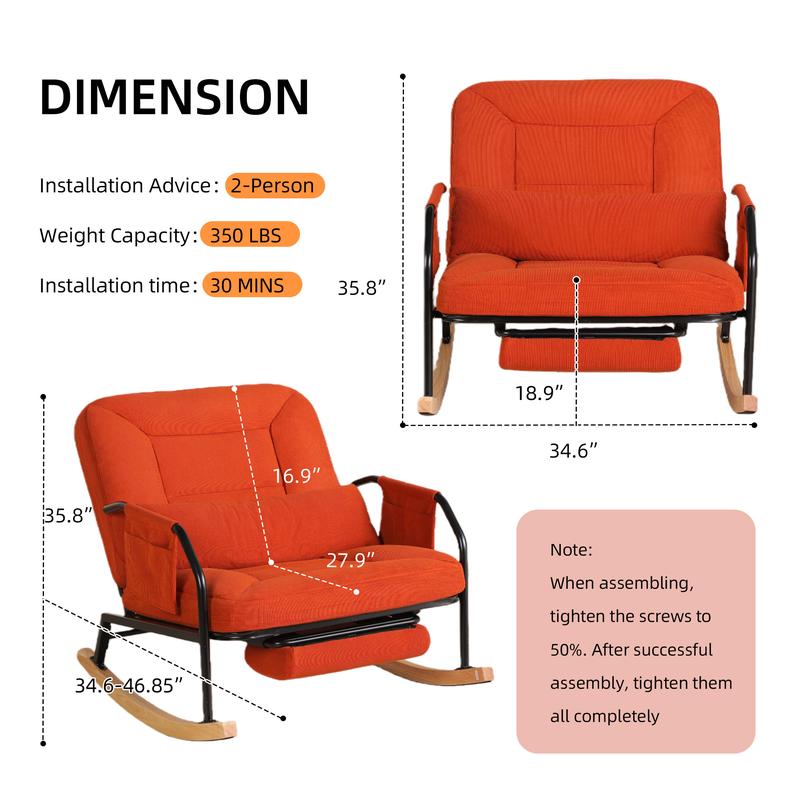 Mecedora de 88 cm con reposapiés, cómodo reposacabezas y respaldo, bolsillos laterales, ideal para relajarse.