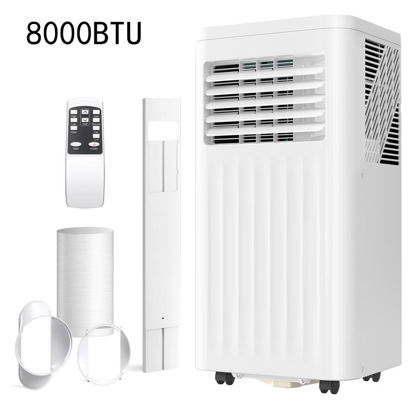 Climatiseur portable pour pièces jusqu'à 450 pieds carrés : unité mobile silencieuse 4-en-1 avec fonctions de déshumidification et de ventilation, télécommande, mode nuit et minuterie de 24 heures.