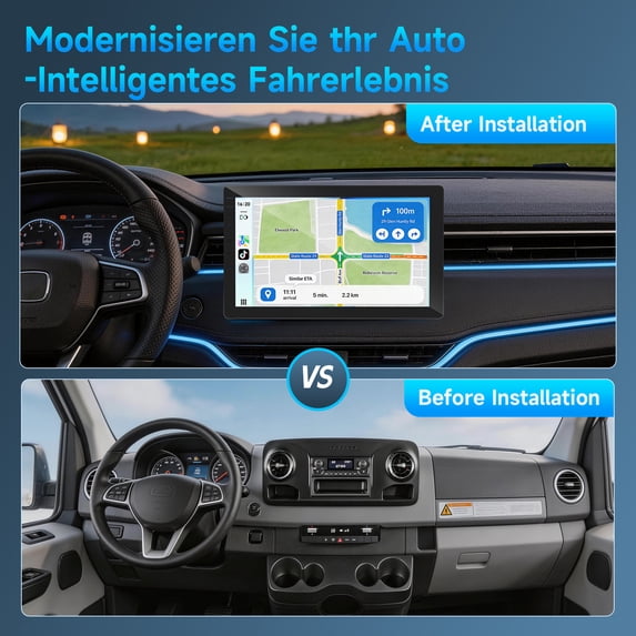 Autoradio avec écran tactile rotatif de 10,1 pouces — Format 1-DIN, système Android 13, compatible Apple CarPlay et Android Auto sans fil, processeur quadricœur, 4 Go de RAM et 32 ​​Go de stockage, navigation GPS.