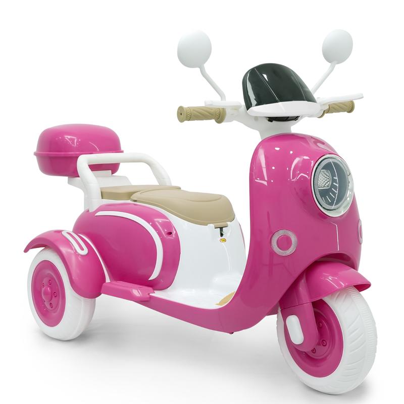 Motocicleta eléctrica infantil con espacio de almacenamiento, adecuada para niños de 3 años en adelante, patinete infantil de tres ruedas de 12 V, motocicleta ligera ideal para niñas de 3 a 6 años.