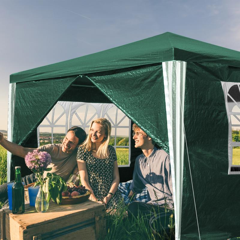 Pabellón de Jardín Resistente al Agua | 3x6m Dos Habitaciones / 3x3m Una Habitación | Blanco / Azul / Verde | Protección UV | Tienda de Campaña para Fiestas, Barbacoas y Eventos al Aire Libre
