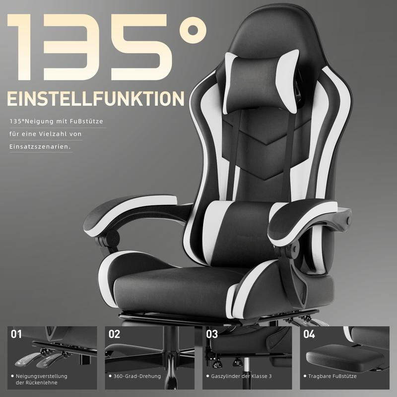 Sillón Gaming , silla de oficina transpirable, silla ergonómica, silla de juegos de carreras eSports, giratoria y ajustable, con reposapiés