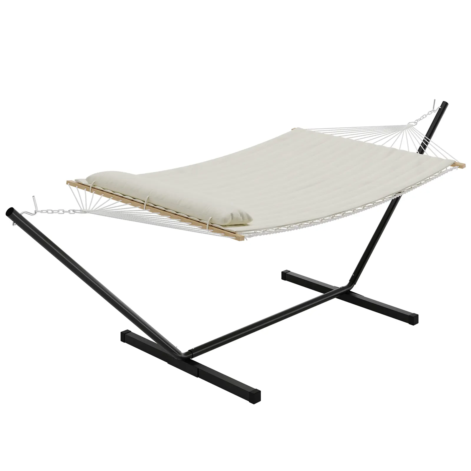 Hamaca doble portátil con soporte de acero para relajarse al aire libre