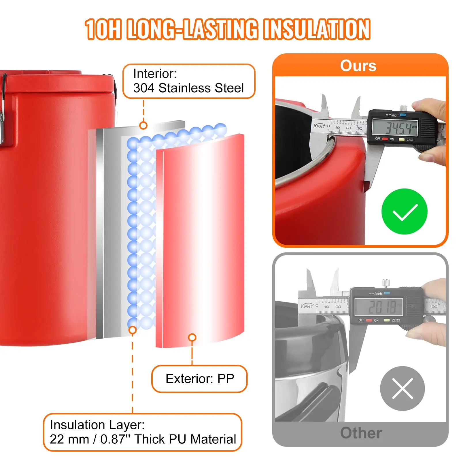Dispensador de bebidas aislado de acero inoxidable, 4,5 galones / 17,2 l