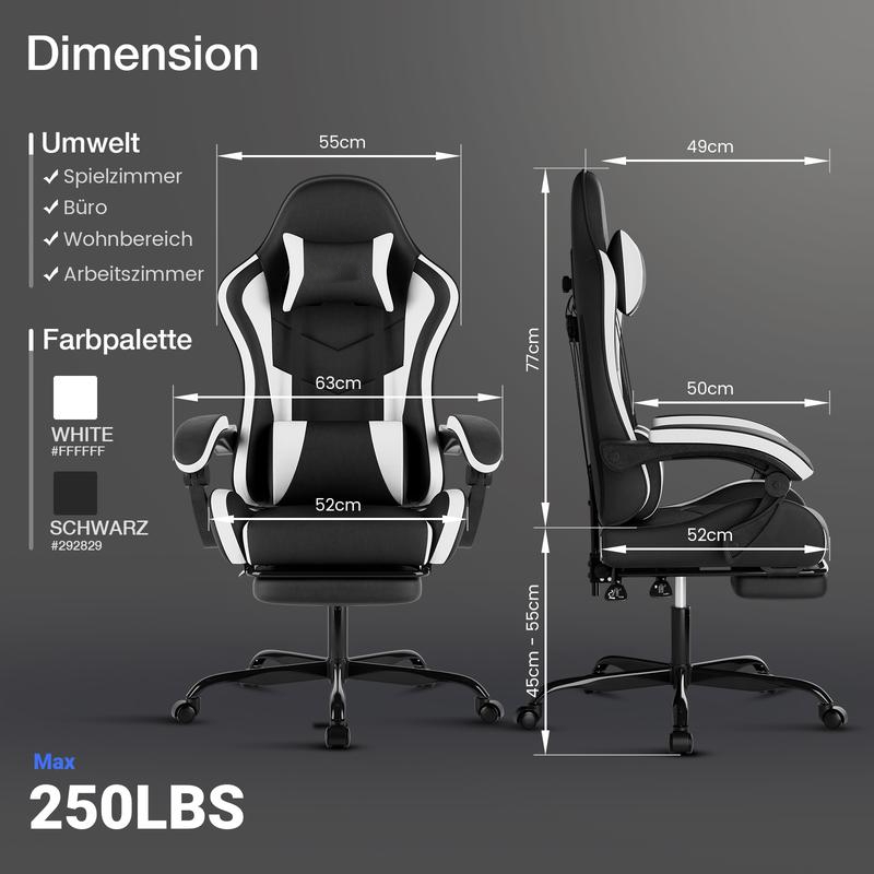 Sillón Gaming , silla de oficina transpirable, silla ergonómica, silla de juegos de carreras eSports, giratoria y ajustable, con reposapiés