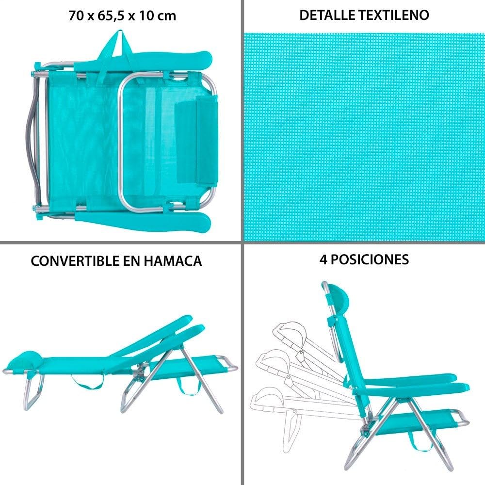Lot de 2 – Chaises de plage inclinables | Légères, portables et confortables | Parasol offert (Offre spéciale été)