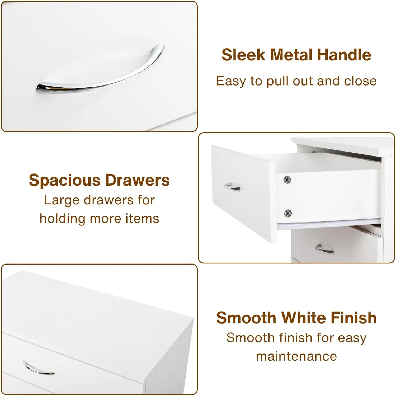 Karl Home White 4 Drawer Dresser for Bedroom and Nursery
