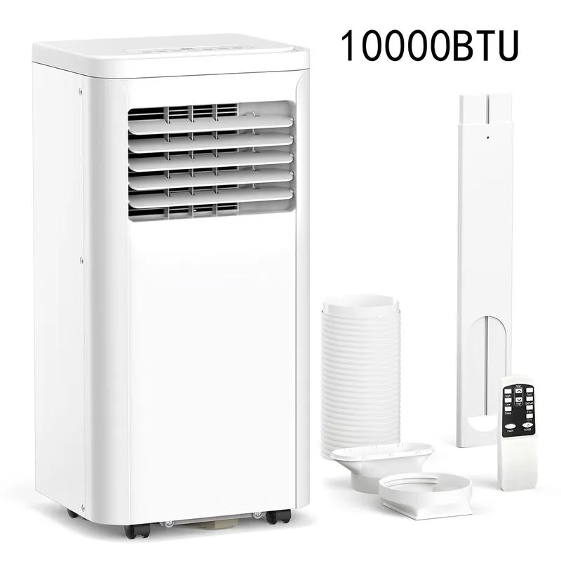 Climatiseur portable pour pièces jusqu'à 450 pieds carrés : unité mobile silencieuse 4-en-1 avec fonctions de déshumidification et de ventilation, télécommande, mode nuit et minuterie de 24 heures.