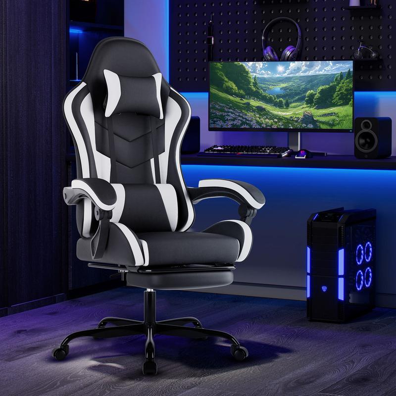 Sillón Gaming , silla de oficina transpirable, silla ergonómica, silla de juegos de carreras eSports, giratoria y ajustable, con reposapiés