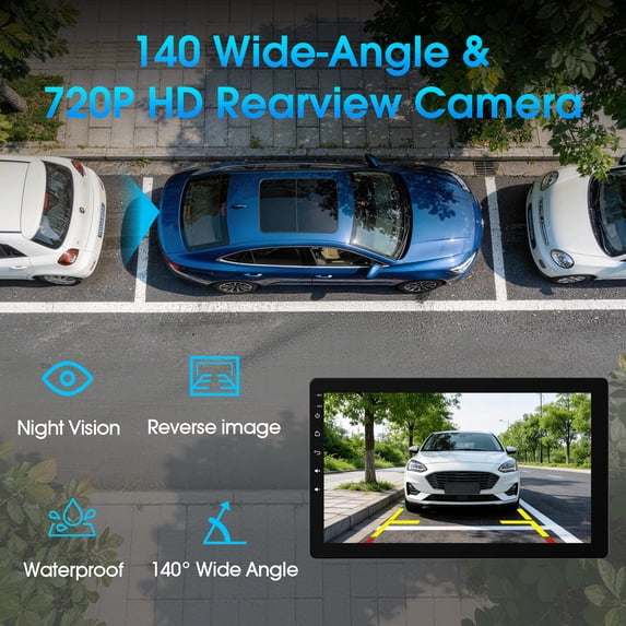 Autoradio avec écran tactile rotatif de 10,1 pouces — Format 1-DIN, système Android 13, compatible Apple CarPlay et Android Auto sans fil, processeur quadricœur, 4 Go de RAM et 32 ​​Go de stockage, navigation GPS.