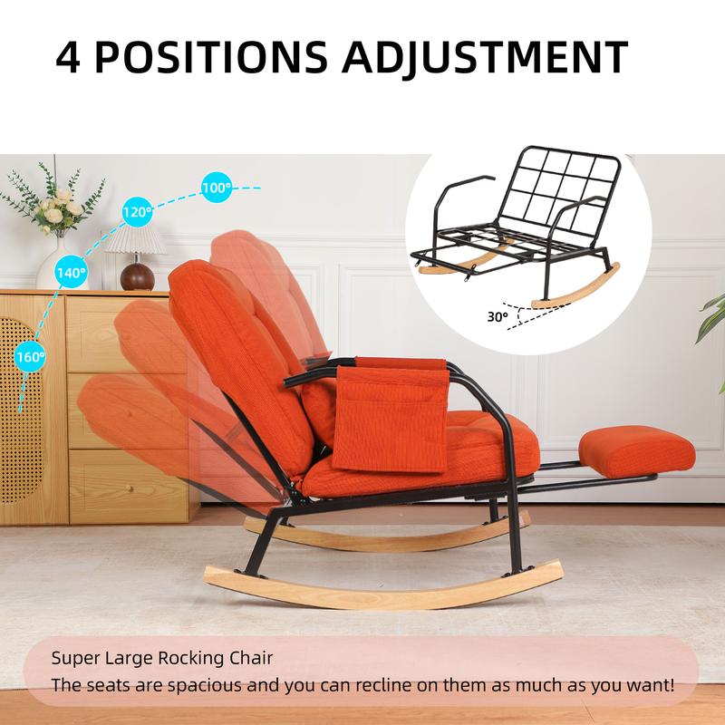 Mecedora de 88 cm con reposapiés, cómodo reposacabezas y respaldo, bolsillos laterales, ideal para relajarse.