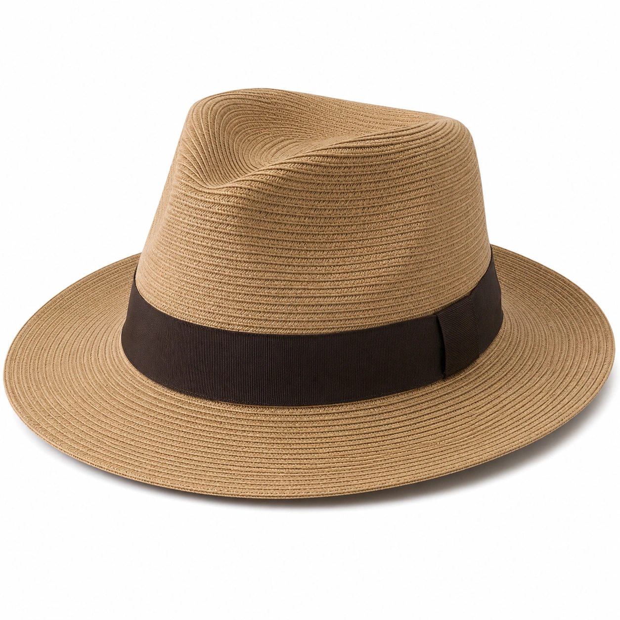Męski kapelusz Fedora brązowy z szerokim rondem-homdaris