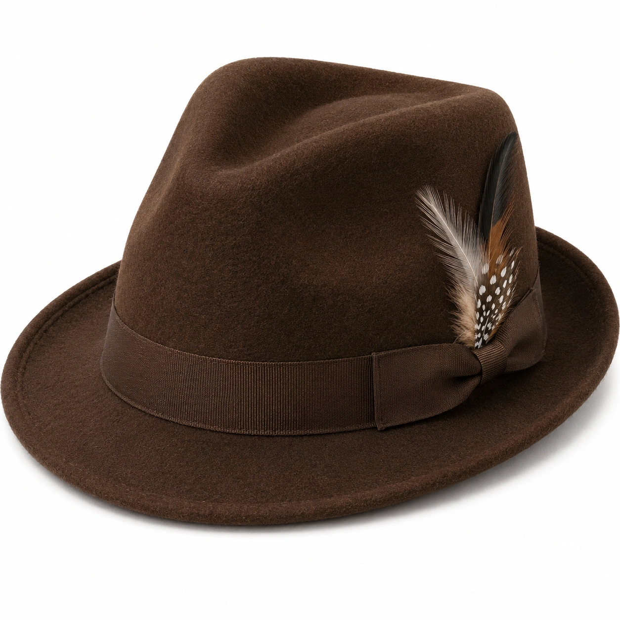Brązowy kapelusz Fedora męski elegancki-roomvaxis