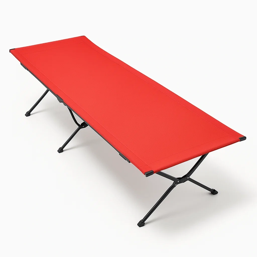 Lit de camping en acier et polyester Rouge