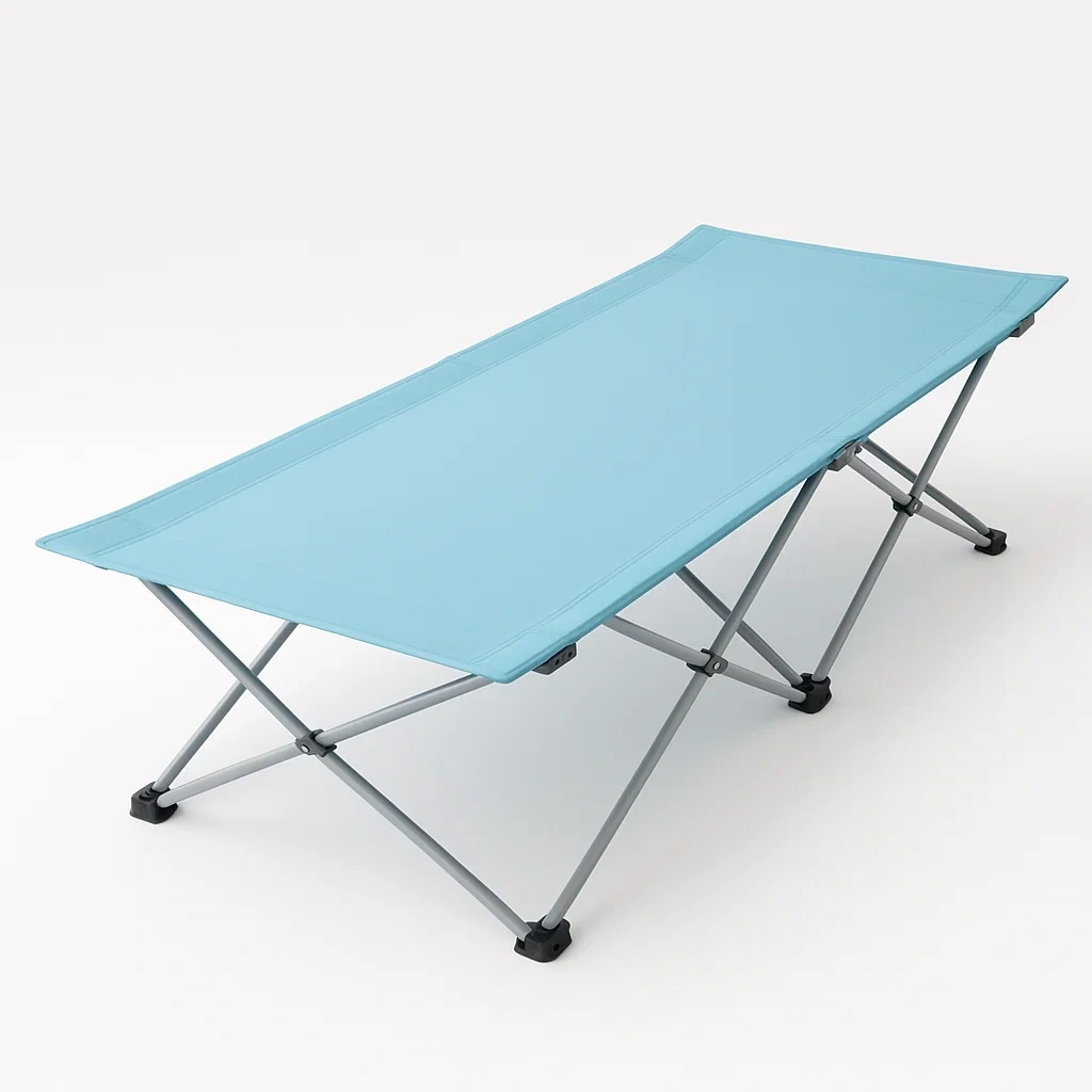 Lit de Camp en Aluminium et Polyester Bleu