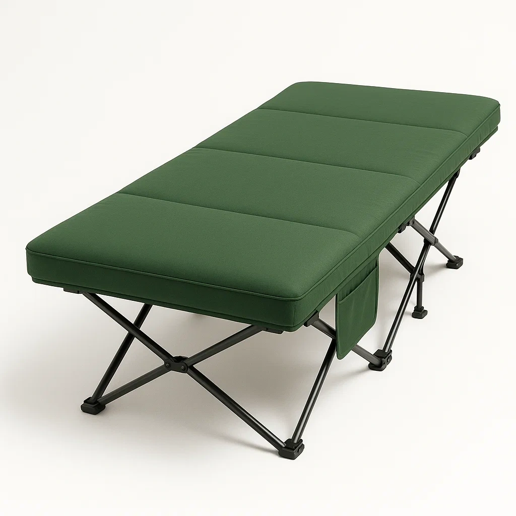 Lit Pliant en Métal et Polyester Vert 190x70x40 cm
