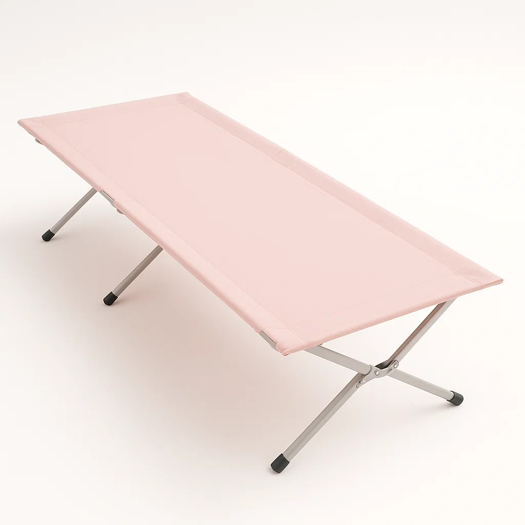 Lit de Camp en Tissu Rose avec Cadre en Métal 190x64x42 cm