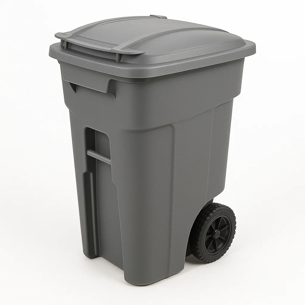 Poubelle extérieure à roulettes en polyéthylène gris 80L