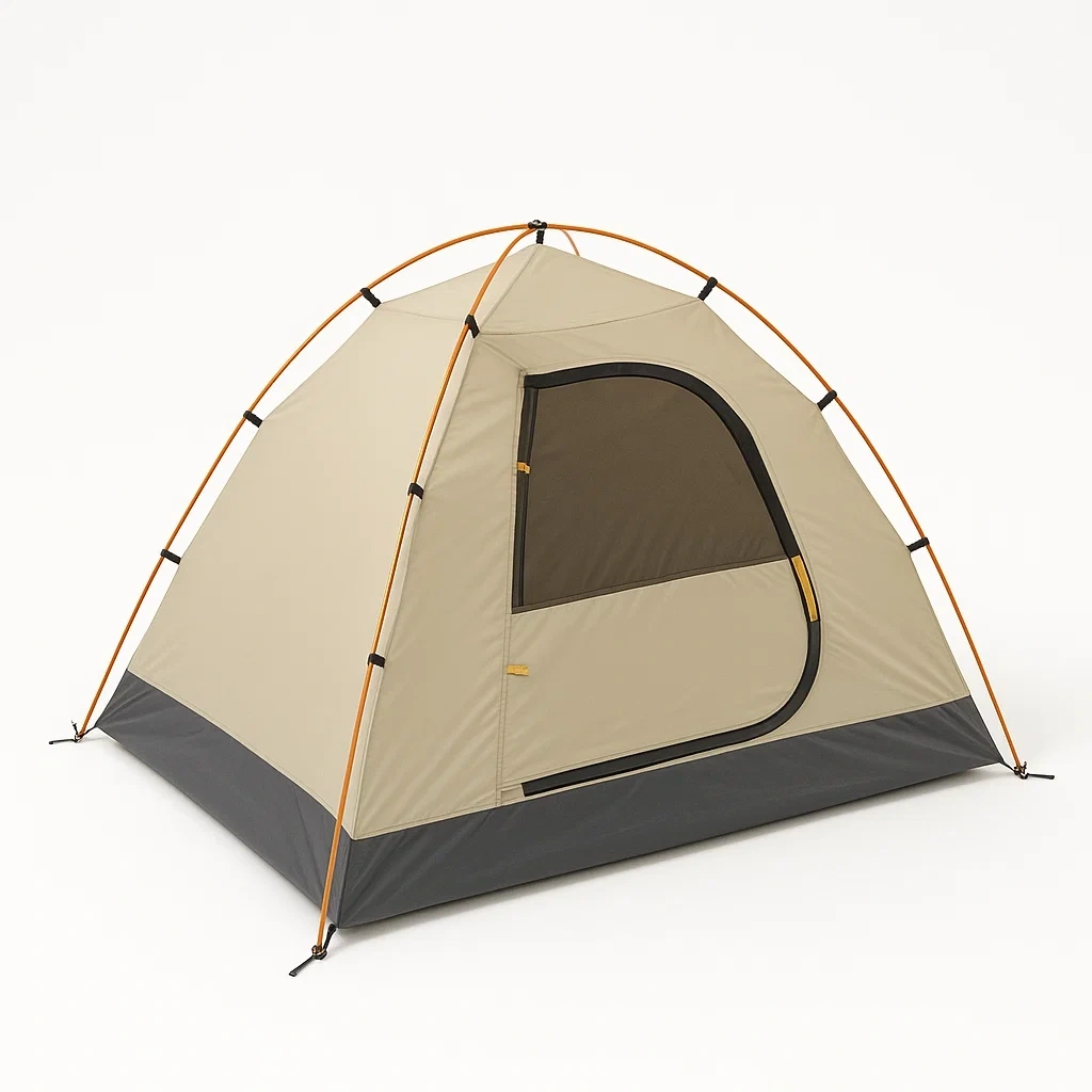 Tente de camping en polyester et fibre de verre beige 210 x 210 x 135 cm