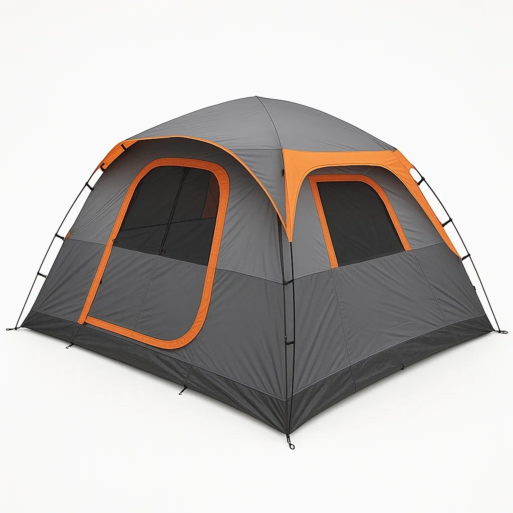 Tente de camping pour 6 personnes en polyester Gris/Orange