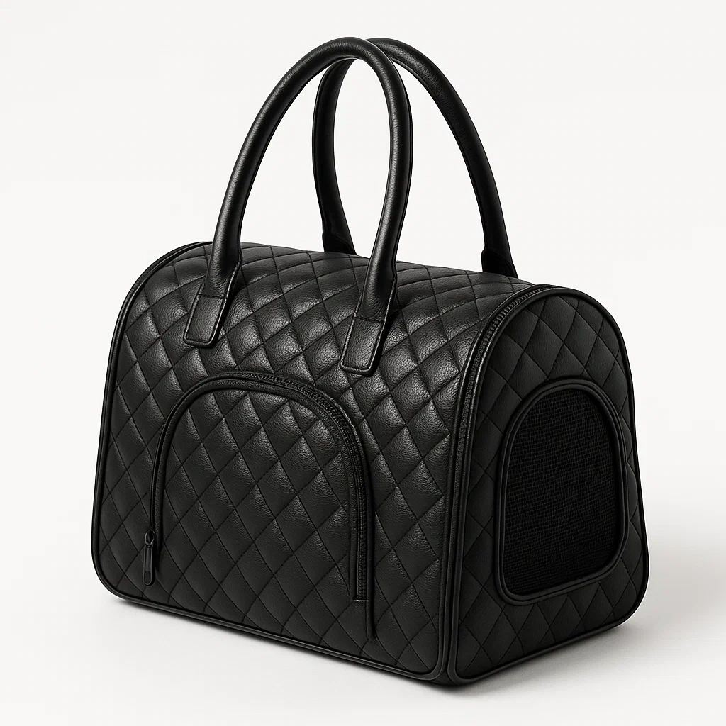 Sac de transport en cuir noir matelassé