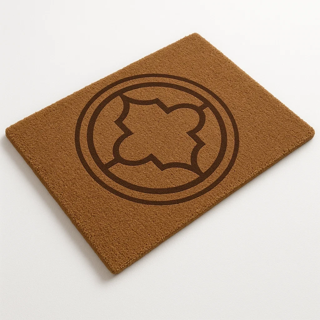 Paillasson en coco avec motif décoratif marron 60x40 cm