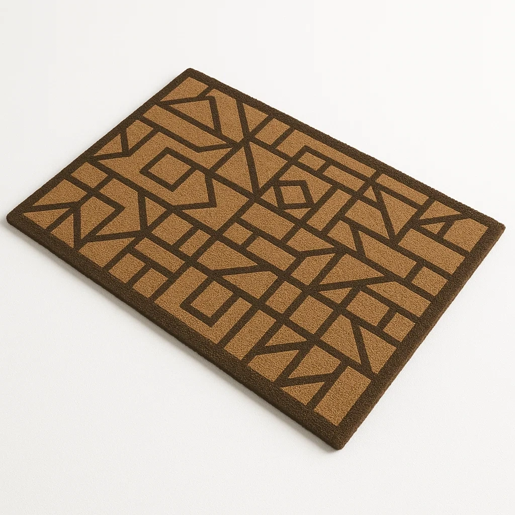 Tapis rectangulaire géométrique en fibre de coco 70x50 cm