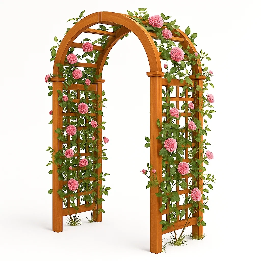 Arche de Jardin en Bois avec Rosiers Artificiels