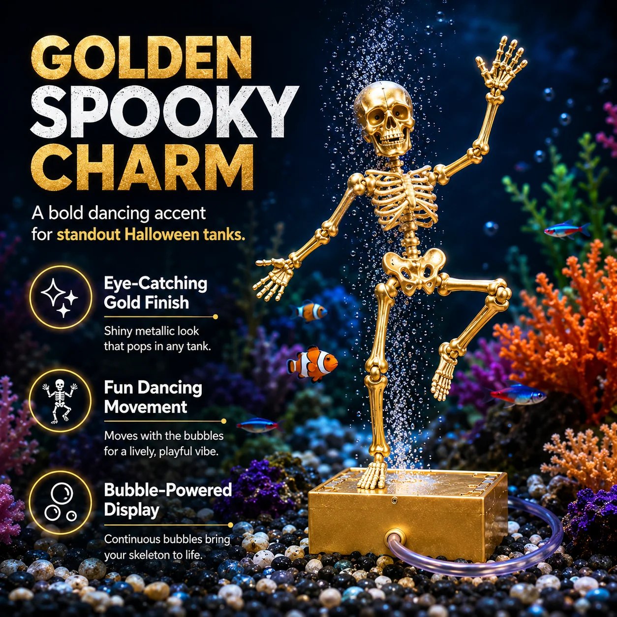 Gold Skeleton Aquarium Decoration