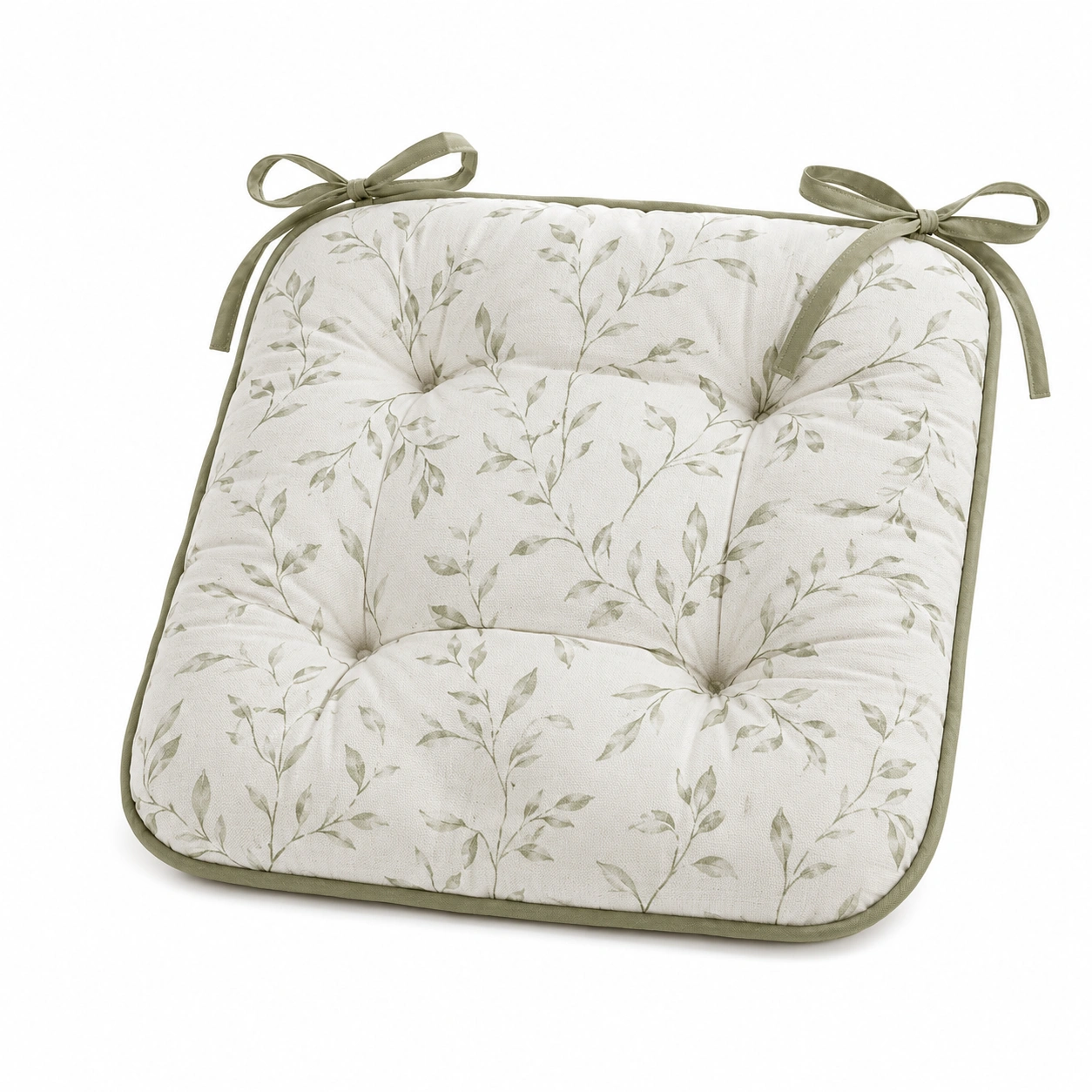 Cuscino per sedia con motivo a foglie 40x40 cm verde-HOMEOLORA