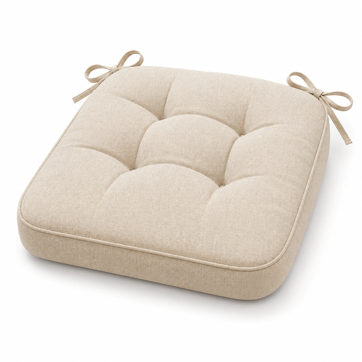 Cuscino Quadrato Imbottito per Sedia in Beige 40x40cm con Lacci-HOMEOLORA