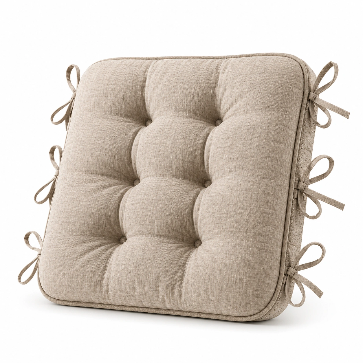 Cuscino per Sedia Imbottito Beige 40x40cm con Lacci-HOMEOLORA