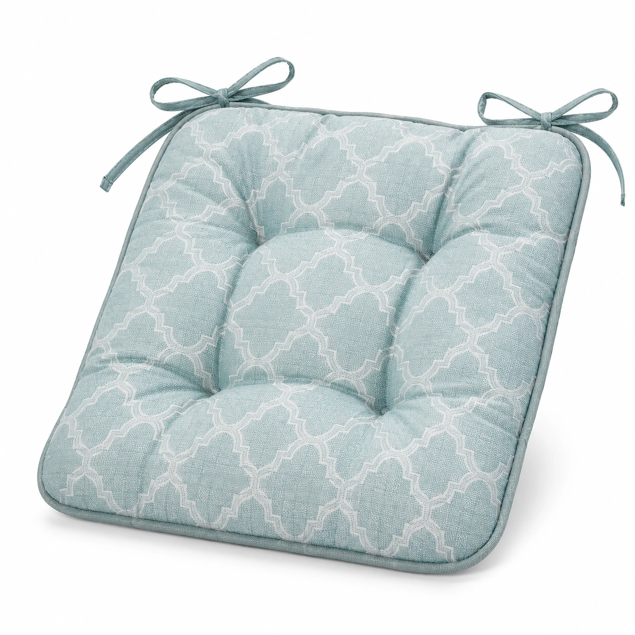 Cuscino per Sedia Imbottito 40x40cm Verde Chiaro Motivo Geometrico-HOMEOLORA