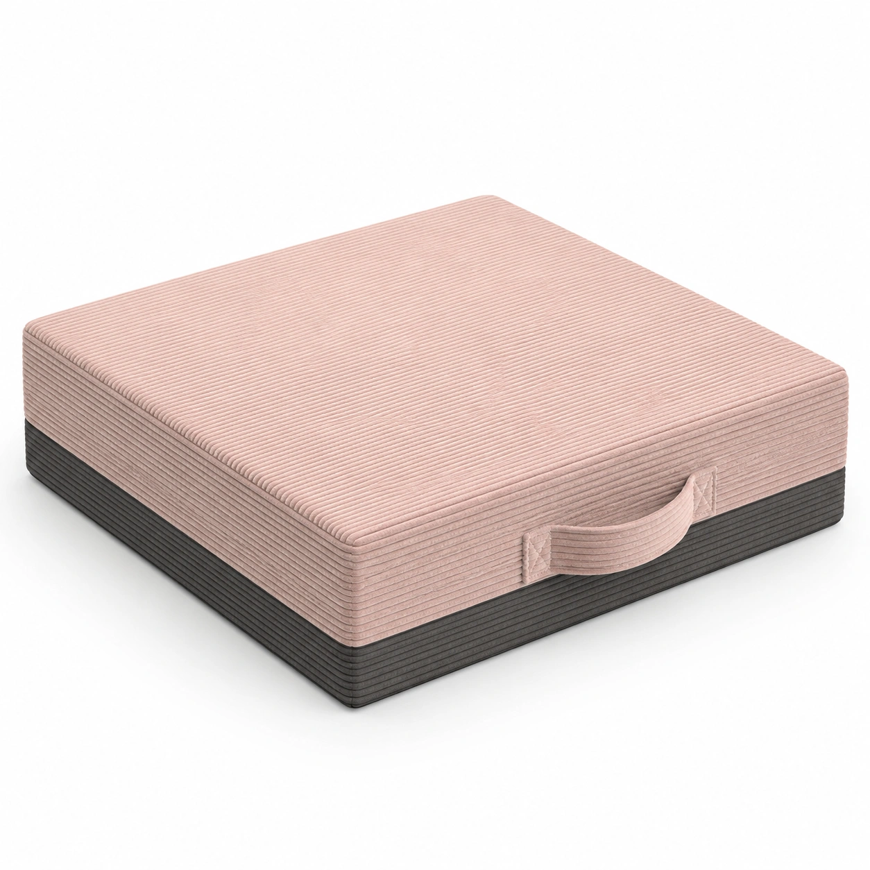 Cuscino Quadrato da Pavimento in Velluto a Coste Rosa e Grigio-HOMEOLORA