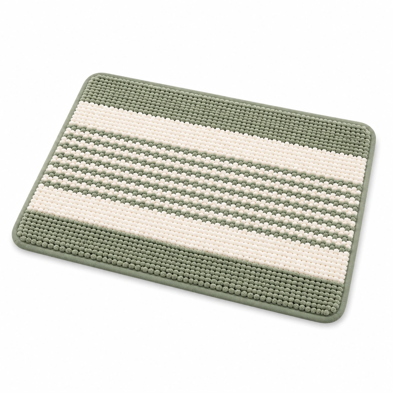 Tappetino Bagno Antiscivolo a Strisce Verde Crema 60x40cm-HOMEOLORA