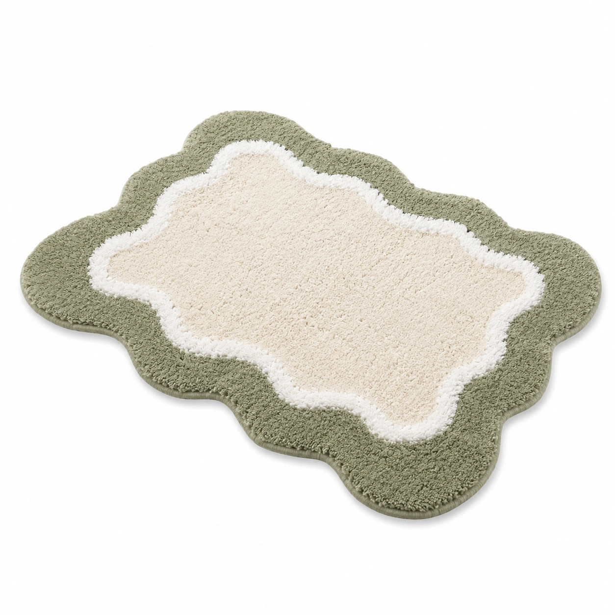 Tappeto da Bagno Antiscivolo Verde Beige 50x80cm-HOMEOLORA