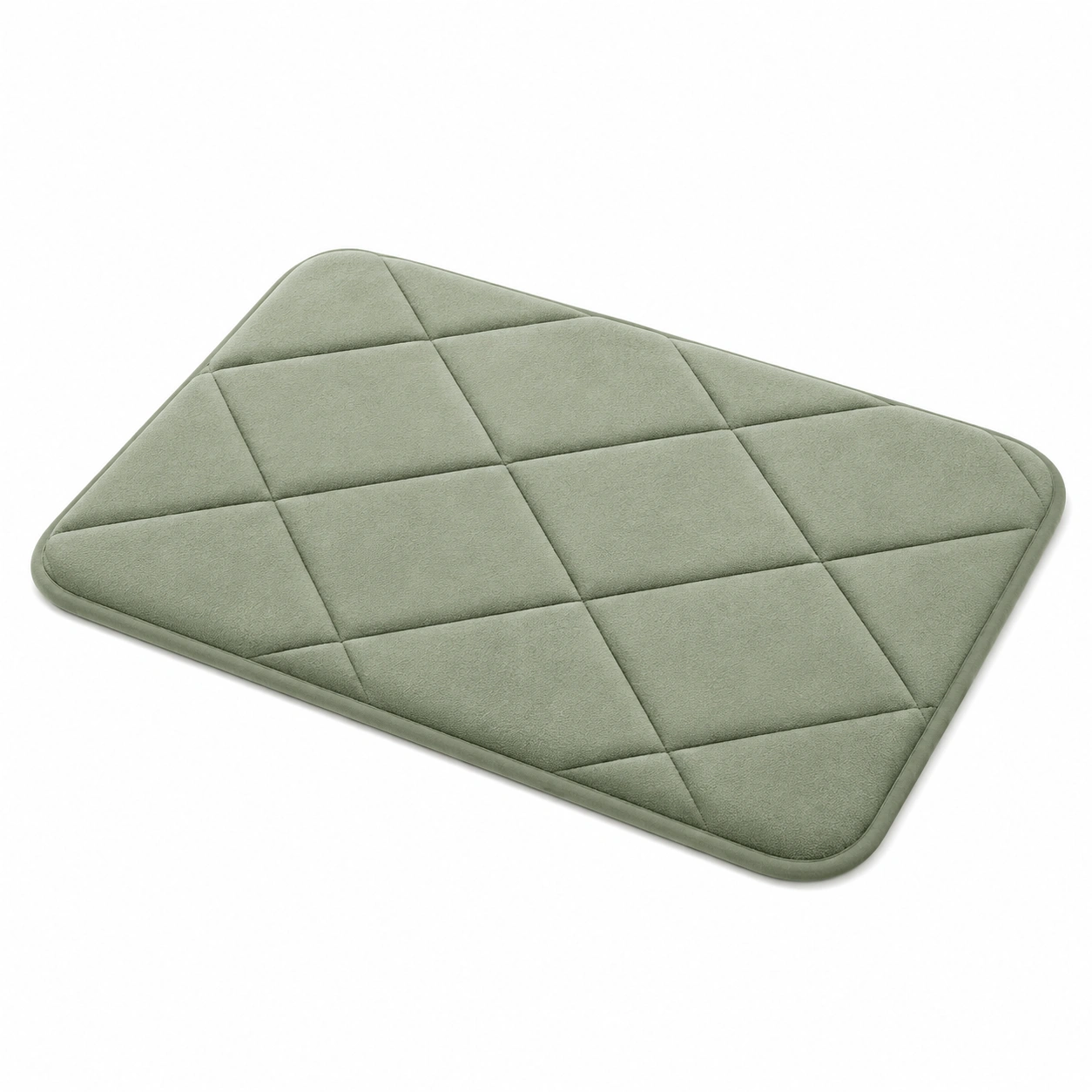 Tappetino da Bagno Verde con Trapuntatura a Diamante Antiscivolo-HOMEOLORA
